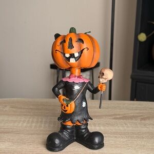 Pumpkin Bobblehead Halloween Figurine - Orange & Black Jack-O-Lantern Friendly
